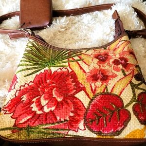 Shoulder Bag, beautiful Floral Print W/ beads Mu